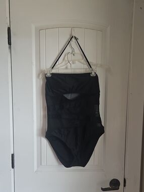 Mossimo Supply Co. Black One-Piece Swimsuit with Mesh Insets